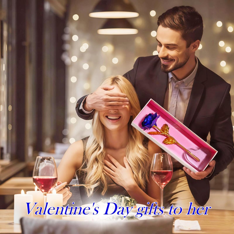 Beferr Valentines Day Rose Gifts for Her, Birthday Gifts for Women Mom Galaxy Rose Glass Forever Flowers with Heart-Shaped Base Eternal Crystal Roses Valentine Gifts for Grandma Wife Sister Girlfriend - Image 2
